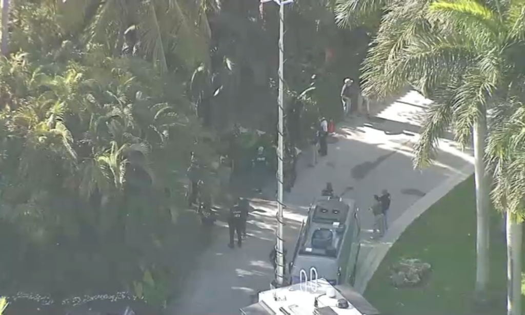 Aerial image from NBC Miami showed federal authorities were surrounding Combs' Florida property at the same time as the raid in Holmby Hills.