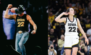 Country music star Tim McGraw rocks a Caitlin Clark jersey at his Iowa concert, showing support for the Hawkeyes gearing up for the NCAA tournament.