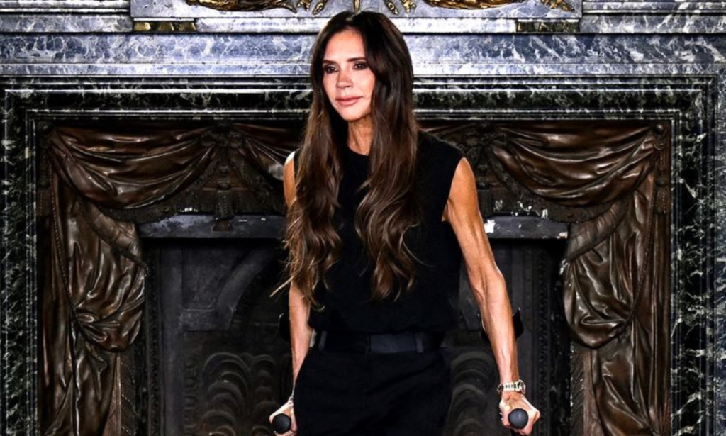 Victoria Beckham's show at Paris Fashion Week, on crutches, was disrupted by PETA protesters.