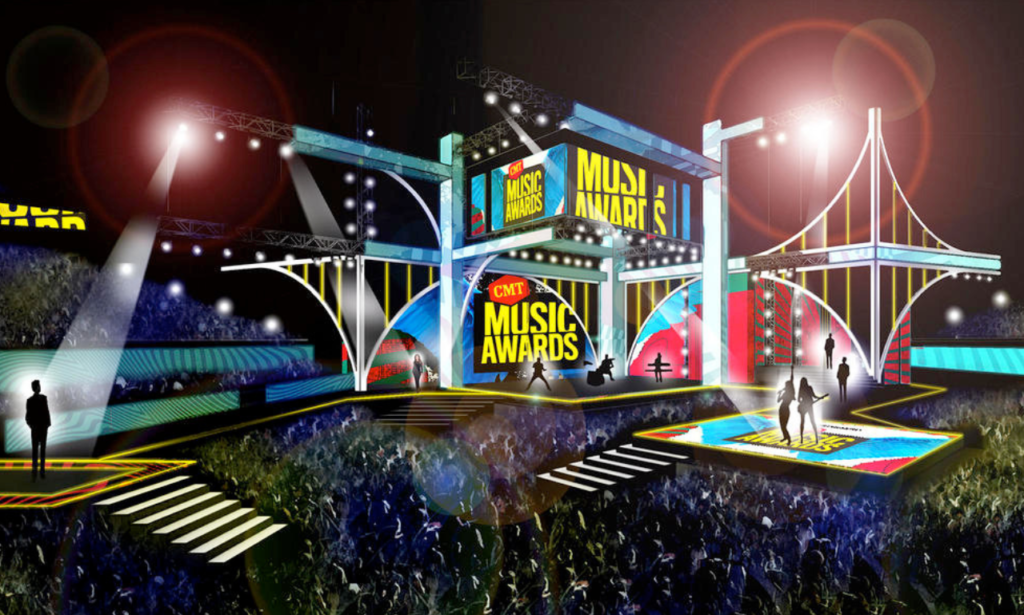 A preview of the main stage at the 2024 CMT Music Awards at the Moody Center in Austin, Texas. The show airs live on Sunday, April 7, at 8 p.m. ET on CBS and Paramount+ with Showtime.