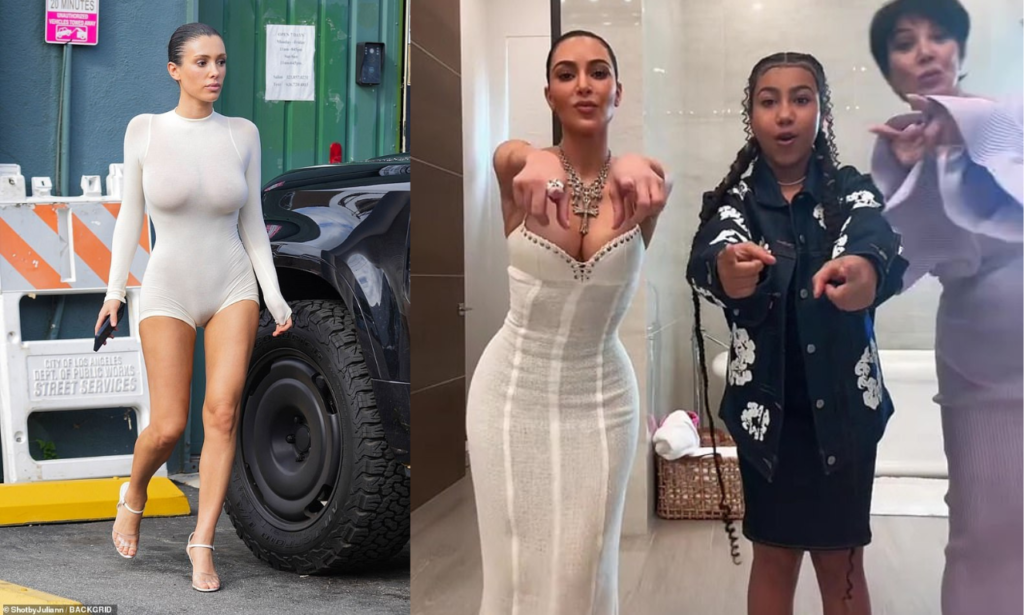 Bianca's look was tamer than some of her recent ensembles (pictured on Saturday) amid claims Kim Kardashian asked her to cover up around her children with Kanye 