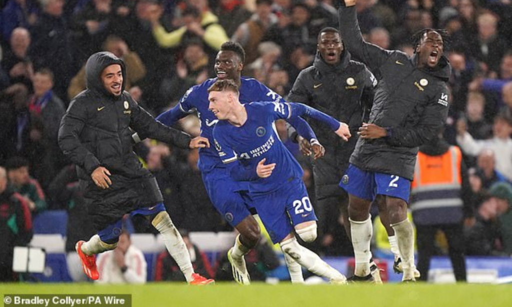 Cole Palmer was mobbed by his team-mates and took home the match ball after Chelsea won