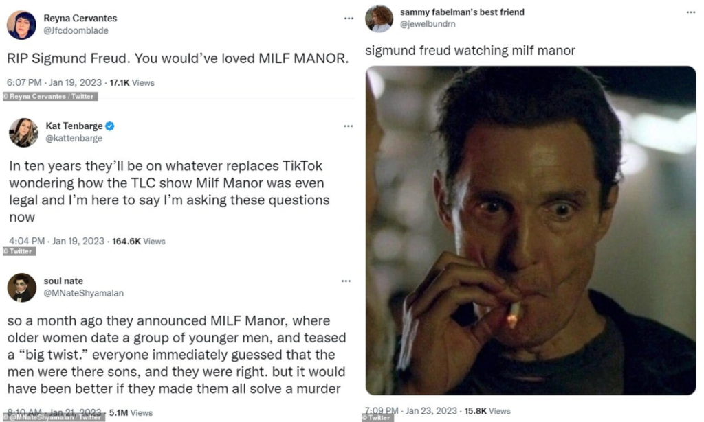 'Milf manor is the worst show I have ever seen. I will be watching every episode': The show already seems to be a guilty pleasure hit on social media 