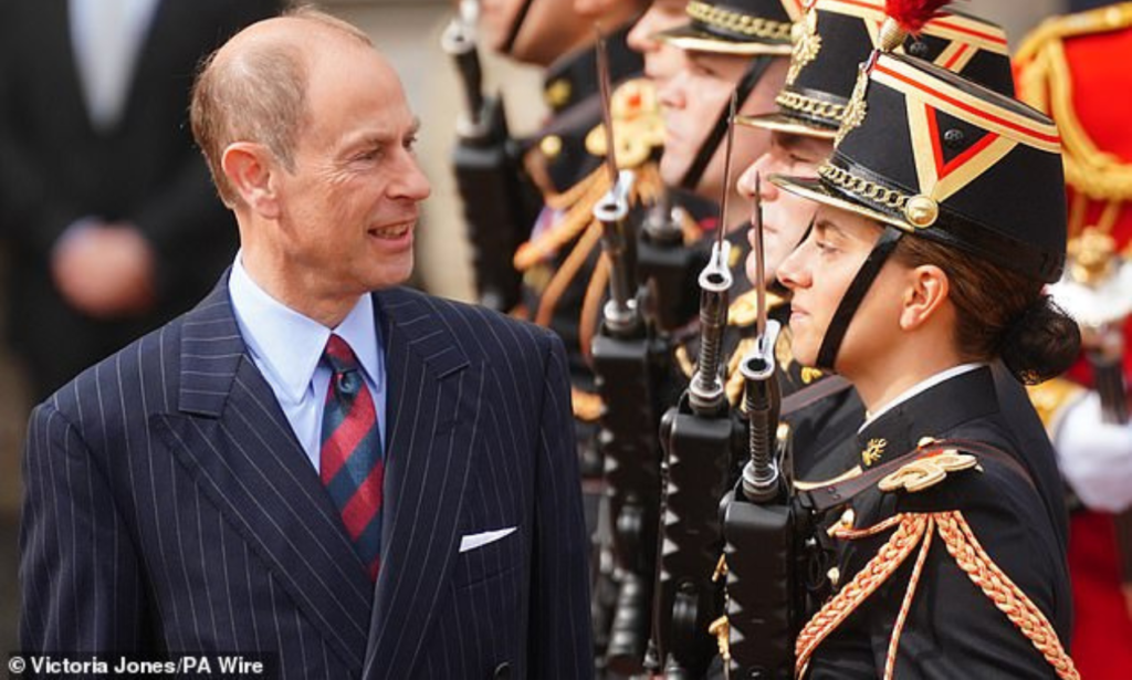 The Duke of Edinburgh at the Changing of the Guard at Buckingham Palace today